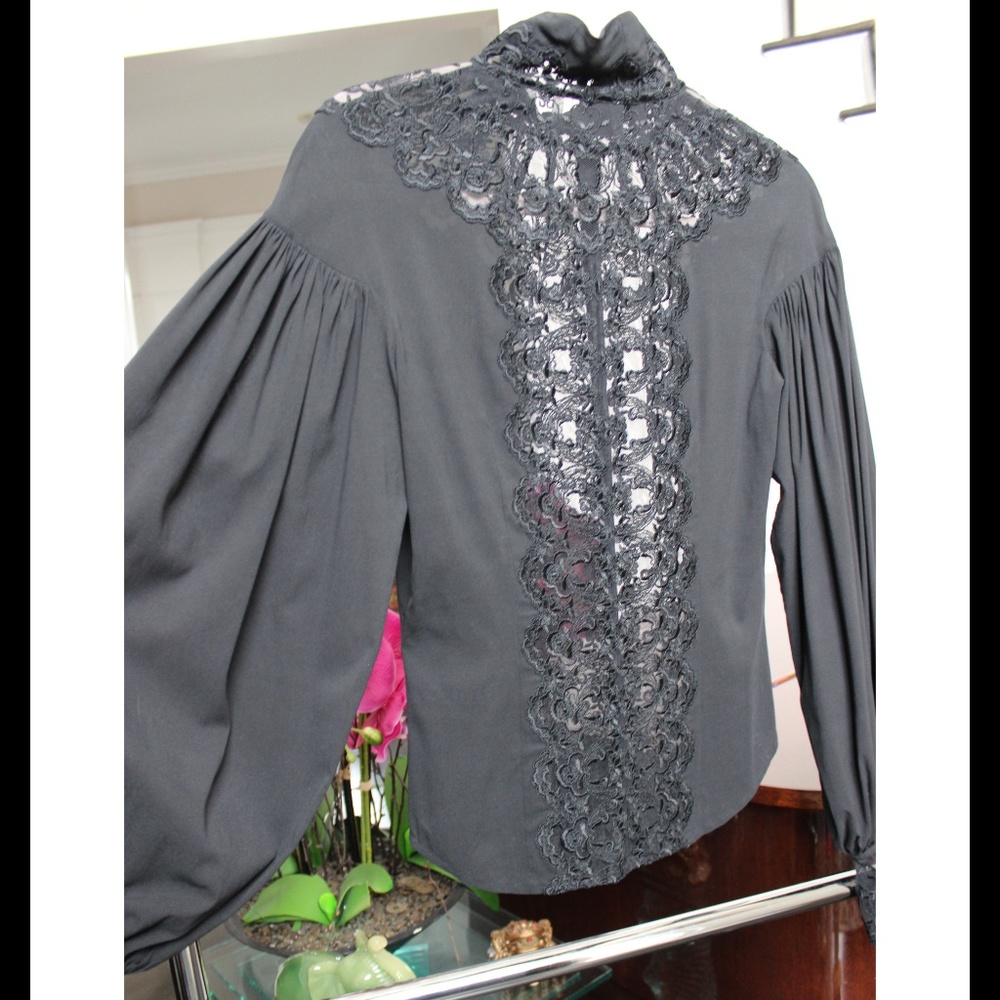 CATHERINE MALANDRINO VICTORIAN LACE POET BLOUSE